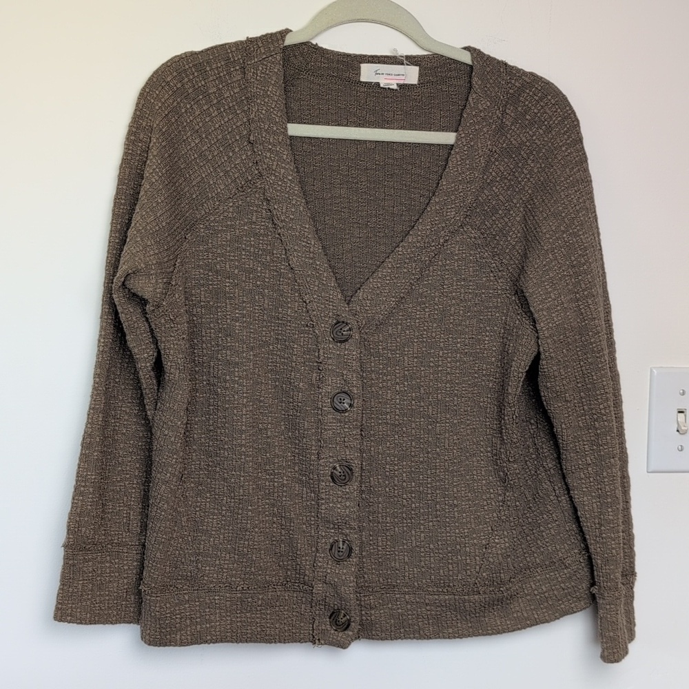 Vince Camuto Button-Up Knit Cardigan in Brown Medium